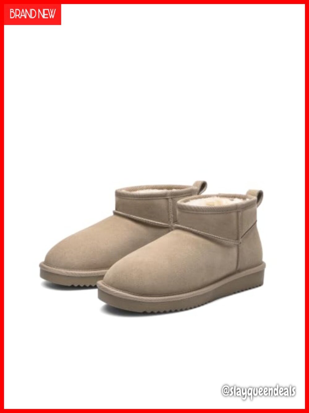 Suede Faux Fur Lined Winter Ankle Boots Slip-On Snow Boots